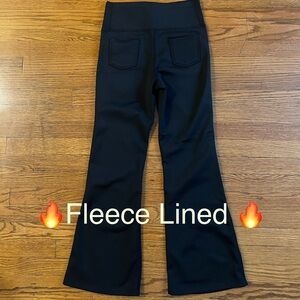 Black Winter Thermal Flare Leggings with Pockets